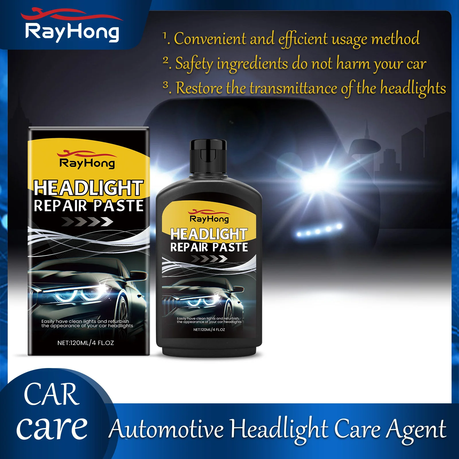 Rayhong Auto-Scheinwerferpflegemittel zur Oberflächenoxidation, Reinigung, Dekontamination, Polieren und Sanierung von Scheinwerfern Image