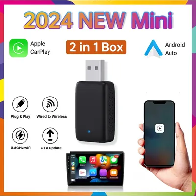 2in1 Mini CarPlay Box Fit 99% Car Wired To Wireless CarPlay&Android Auto Smart box BT WiFi Connect Plug&Play Universal Mini Box