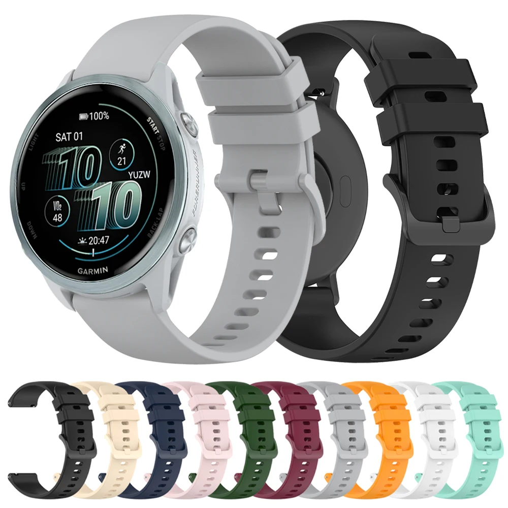 Silikon 20 22mm Armband Für Garmin Forerunner 570 47mm 42mm 265 255 245 165 Musik Sport armband Für Garmin Comoactive 6 Correa Image