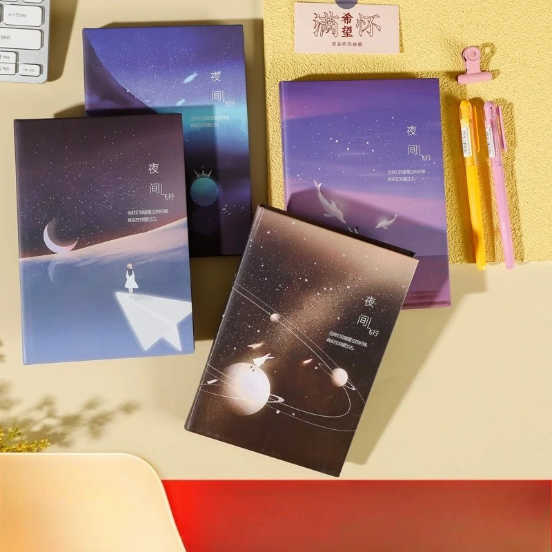 Einfaches Planer-Büro-Notizbuch im InS-Stil, Farbseiten-Notizbuch, frisches und leichtes Notizbuch, Nachtflug-Notizbuch Image