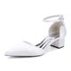 White,39,Women's Closed Toe Satin Wedding Shoes Cut Out Chunky Block Heels Bridal Prom Court Shoes Flats Party Dress Pumps with Ankle Strap