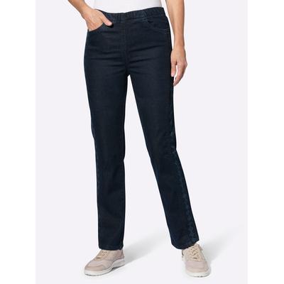 Schlupfjeans CLASSIC BASICS, Damen, Gr. 24, Kurzgrößen, blau (dunkelblau), 81% Baumwolle, 17% Polyester, 2% Elasthan, unifarben, lang, Jeans Image