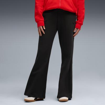 Trainingshose PUMA "HER COMFORT HIGH-WAIST STRAIGHT PANTS FL OP", Damen, Gr. XL, N-Gr, schwarz (puma schwarz), Fleece, Obermaterial: 68% Baumwolle, 32% Polyester, unifarben, sportlich, comfort fit normal, Hosen Image