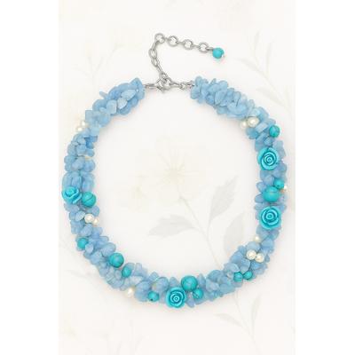 Kette mit Anhänger "Rosalia", Damen, Gr. one size, Glas, blau, COLLEZIONE ALESSANDRO, Basic, Halsketten, Romantisches Blütendesign mit Glassteinen Image