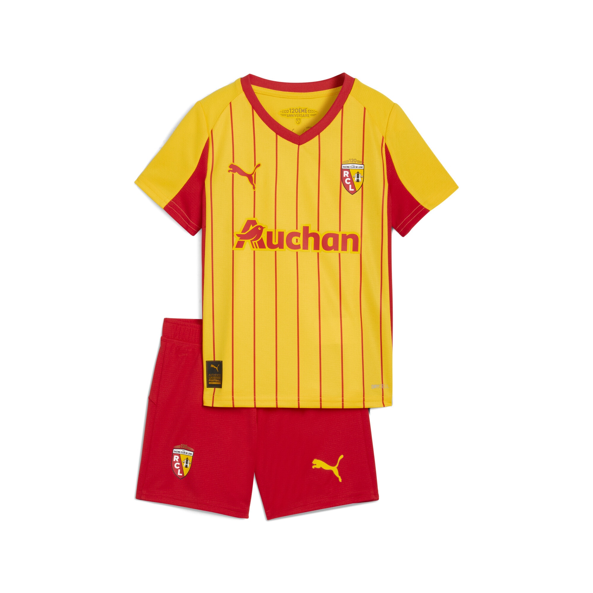 Trainingsanzug PUMA "RC Lens 25/26 Heimtrikot-Minikit Kinder", Herren, Gr. 110, rot (pelé gelb rot), Obermaterial: 100% Polyester; Rippe: 100% Polyester, Sportanzüge Image