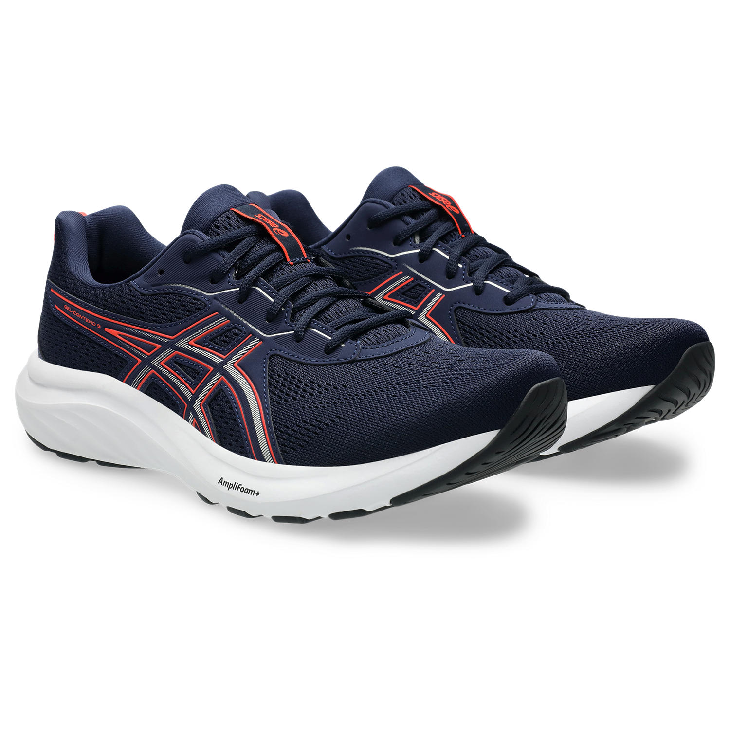 Laufschuh ASICS "GEL-CONTEND 9", Gr. 46,5, midnight, flash rot, Textil, Schuhe, mehr Dämpfung, Topseller