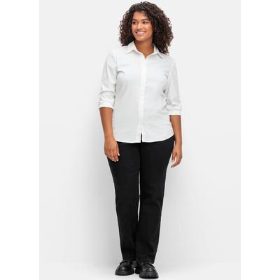 Bequeme Jeans SHEEGO, Damen, Gr. 50, Normalgrößen, schwarz (schwarz denim), 66% Baumwolle, 23% Polyester, 10% Viskose, 1% Elasthan, unifarben, lang, Jeans Image