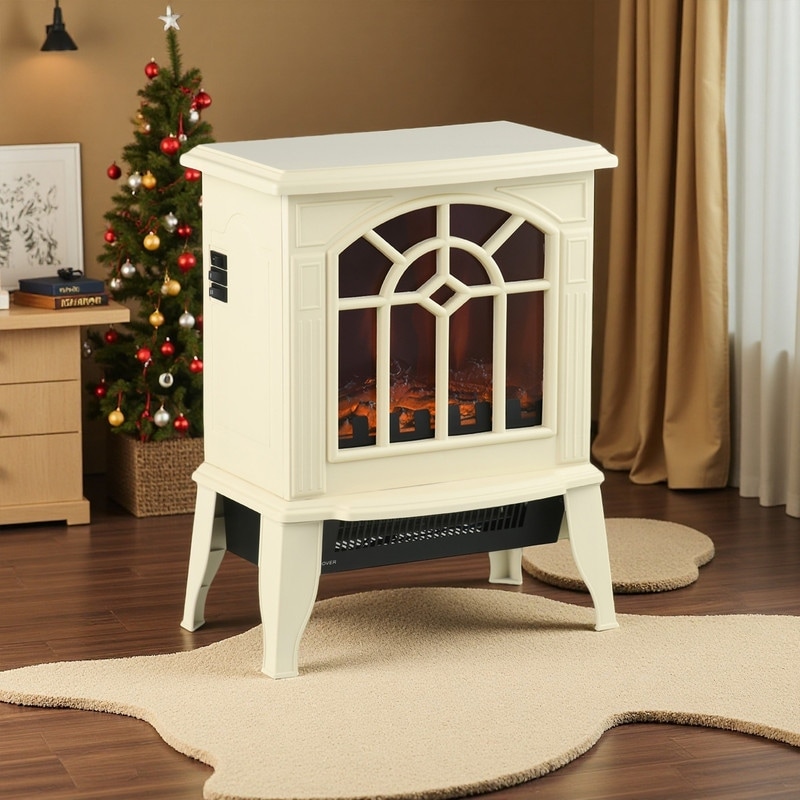 18"/22" Electric Fireplace Heater, Freestanding Stove with LED Flames, Overheating Protection, 750W/1500W, White/Red/Gray/Brown