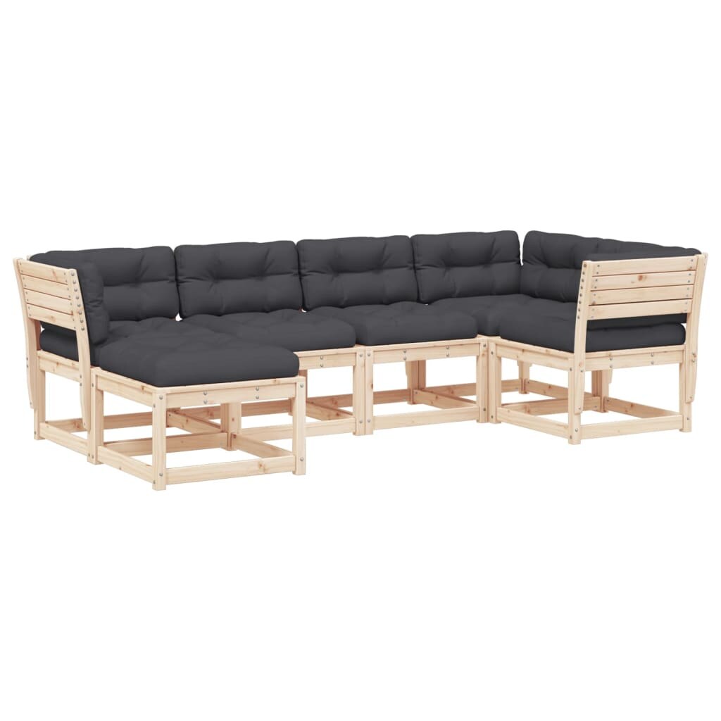 vidaXL 6-tlg. Garten-Sofagarnitur mit Kissen Massivholz Kiefer Image