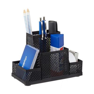 relaxdays Schreibtisch-Organizer »Mesh« mit 4 Fächern schwarz, 16x11x8 cm Image