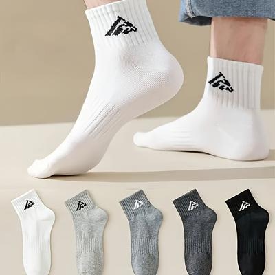 TEMU 5 Pairs - Trendy New Summer Thin Sporty Breathable Basketball Socks, Polyester Knit Fabric, Lightweight & Comfortable, Hand Washable, Athletic Socks | Trendy Socks | Knit Construction Image