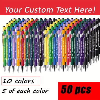 TEMU /70/80/90/100 Custom Engraved Stylus Pens - Retractable Metal Pen, Black Ink - Ideal Academic Personalized Gift, For Business Marketing Gifts, Gifts For Teachers, Image