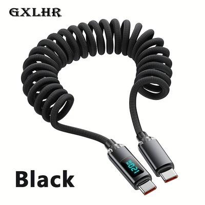 TEMU 120w Type-c To Type-c Fast Charging Data Cable, Retractable Car Charger Accessory For , Xiaomi, Oneplus, Huawei, Oppo, 15 & 16 Products Image