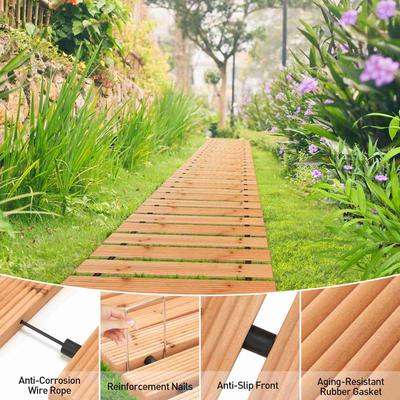 TEMU Wooden Garden Pathway, 8ft Roll Out Hardwood Walkway, Outdoor Walkways, Weather- Resistant Decorative Pathway For Patios, Gardens, Yard, Wedding Party, Beach