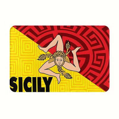 TEMU For Sicily Art Non-slip Door Mat - Vibrant Greek Key & Wheat Design, 100% Polyester Machine Washable Entrance Mat For Home Kitchen, Cultural Decor, Kitchen Floor Mat, Greek Key Pattern