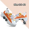 Größe 35–43 Verformungsschuhe, 4 Räder, Schlittschuhe, zweireihige Roll-Sneaker für Damen und Herren, Outdoor-Skating, Runaway Deform Skate-Schuhe
