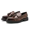 Business Quaste Loafer Schuhe Slip auf Casual Dicken Boden Leder Schwarz Kleid Party Schuhe Boot Loafer Für Mann Mode Mokassins