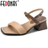 FEDONAS Damen Sandalen 2025, Sommer Damen Echtes Leder Schuhe Frau Dicke High Heels Schnallen Sandalen Damen Schuhe Pumps