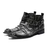 2023 italienische spitze Zehen plus Größe Business Schuhe klassische Punk Rock Reiß verschluss kurze Stiefel elegante Rindsleder Mann Cowboys tiefel