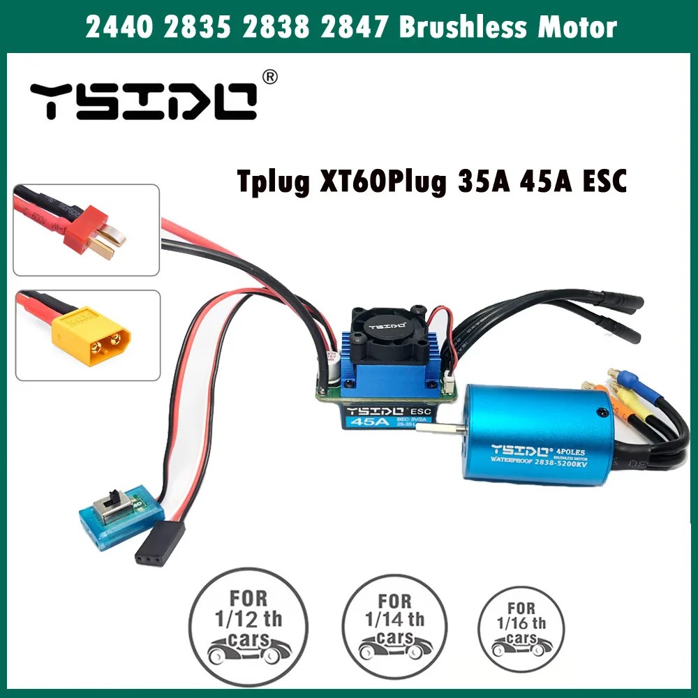 Ysido 2435 2440 2838 2847 bürstenloser Motor 35a 45a esc für wltoys 124016 remo hobby xlh timaya redcat 1/12 1/14 1/16 rc bootauto