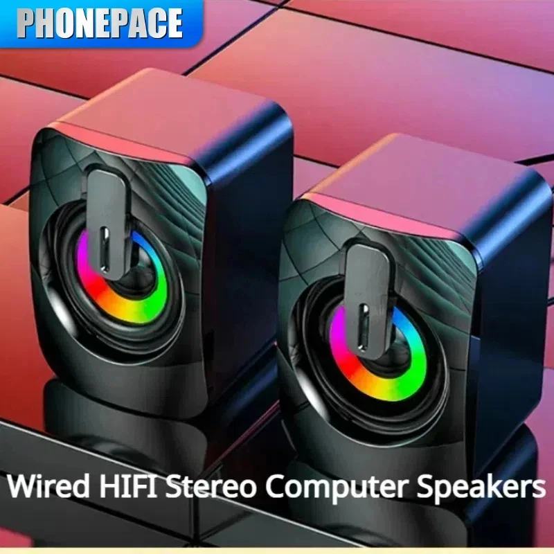 Altoparlante per computer Suono stereo con microfono Altoparlante per PC da ufficio domestico AUX da 3,5 mm per altoparlante per computer portatile desktop MacBook