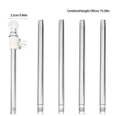 1pc Stainless Steel Flagpole Telescopic Flag Pole Kit for Wall Mount Flags Decoration Rotating Flagpole 189cm