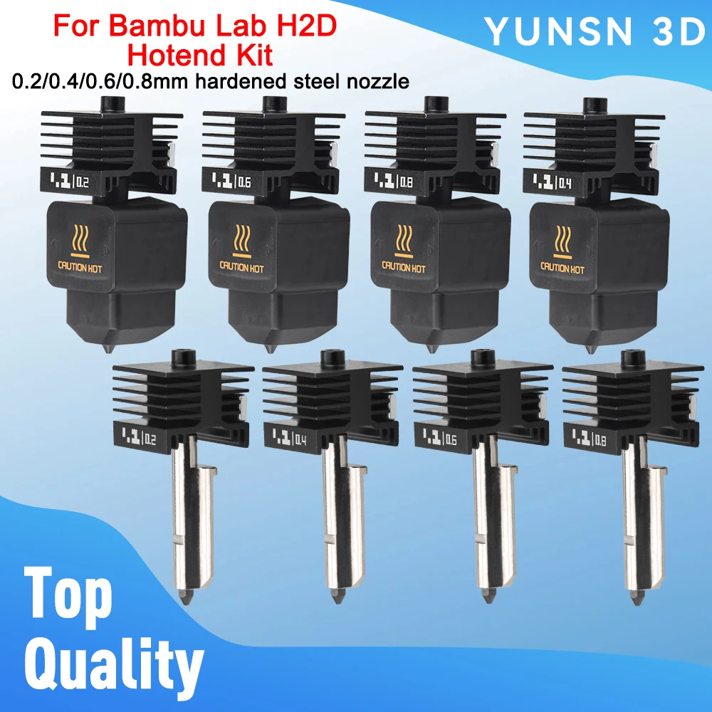 Für Bambu Lab H2D H2S Hotend Kit 0,2/0,4/0,6/0,8mm Gehärtete Stahl Düse Hotend Für H2D H2S Hot End Ersatz 3D Drucker Teile Image