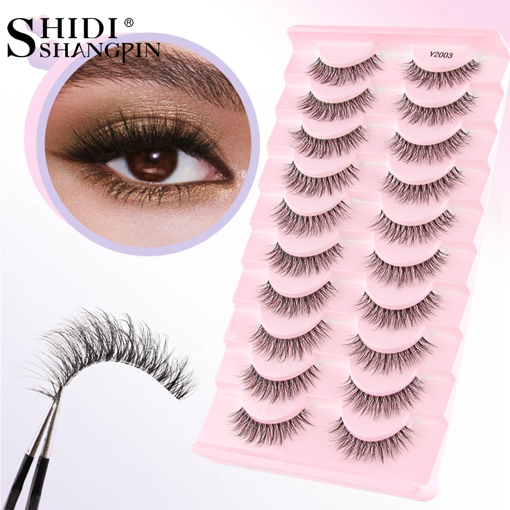 SHIDISHANGPIN 5/10 Paar falsche Wimpern Cat Eye Wimpern Wimpernverlängerung 3D Nerz halbe Wimpern natürliches Make-up handgemachte Faux Cils Image