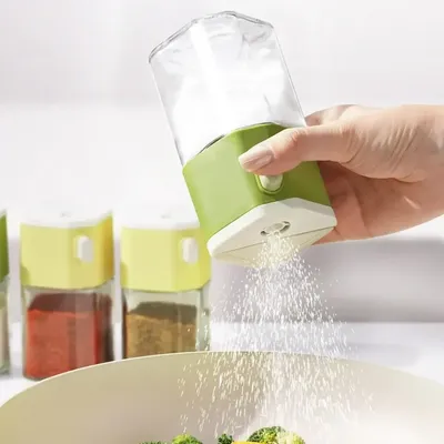 Seasoning Jar, Glass Salt Jar, Seasoning Box Sealed Kitchen Seasoning Bottle, Moisture-proof Quantitative Sugar Seasoning Bottle