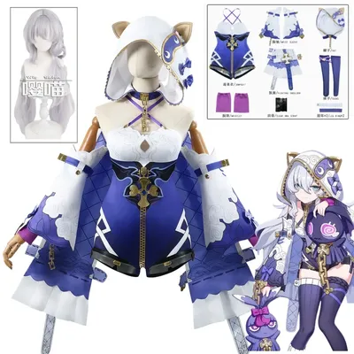 Spiel Honkai Impact 3 Theresa Apocalypse Cosplay Kostüm Perücke Blau Overalls Hut Socken Con Party Outfits Komplettes Set für Erwachsene Mädchen Image