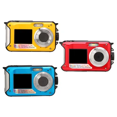 Doppelte Bildschirme, wasserdichte Digitalkamera, 16-facher Zoom, 2,7 K Video, USB 2.0, wasserdichte Full HD-Digitalkamera für Aufnahmen