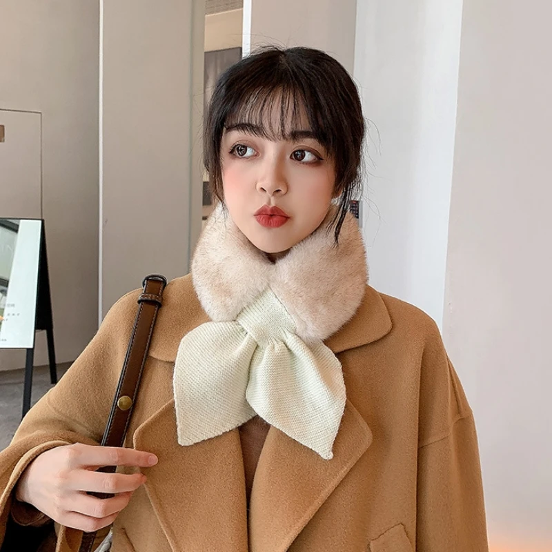 Winter Frauen Kreuz gurte Schal weichen Hals Schal Mädchen Damen Herbst Winter Stricks chal süße All-Match weibliche Schals Image