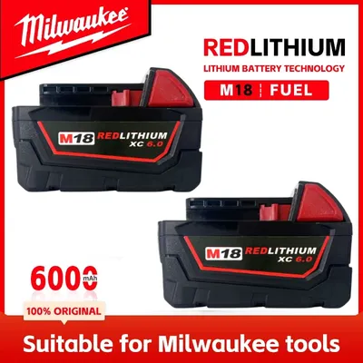 Original Milwaukee M18 18V rechargeable lithium-ion battery M18B6 6000mAh,with anti-counterfeiting label, Milwaukee tool battery
