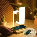Supporto per caricabatterie wireless USB 2 porte Stazione di ricarica rapida per telefono cellulare Lampada da tavolo a LED regolabile Luci creative Illuminazione per camera da letto