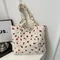 Sac à main en velours côtelé pour femmes, sac de plage aux fraises, sac à bandoulière polyvalent à la mode, grande capacité, fourre-tout Simple pour les déplacements