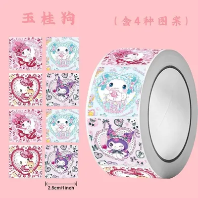 500 Stück/Rolle Sanrio Kuromi Kitty Melody Cinnamoroll Siegelaufkleber DIY PVC Laptop Aufkleber Dekoration Stiker Belohnung Geschenk Image