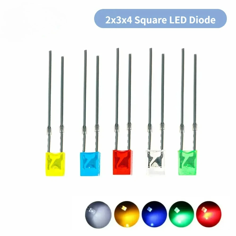 100PCS Quadratische LED-Leuchtdiode 2*3*4mm Led-Dioden Weiß Rot Gelb Grün Blau 2X3X4mm Elektronisches DIY Kit Image