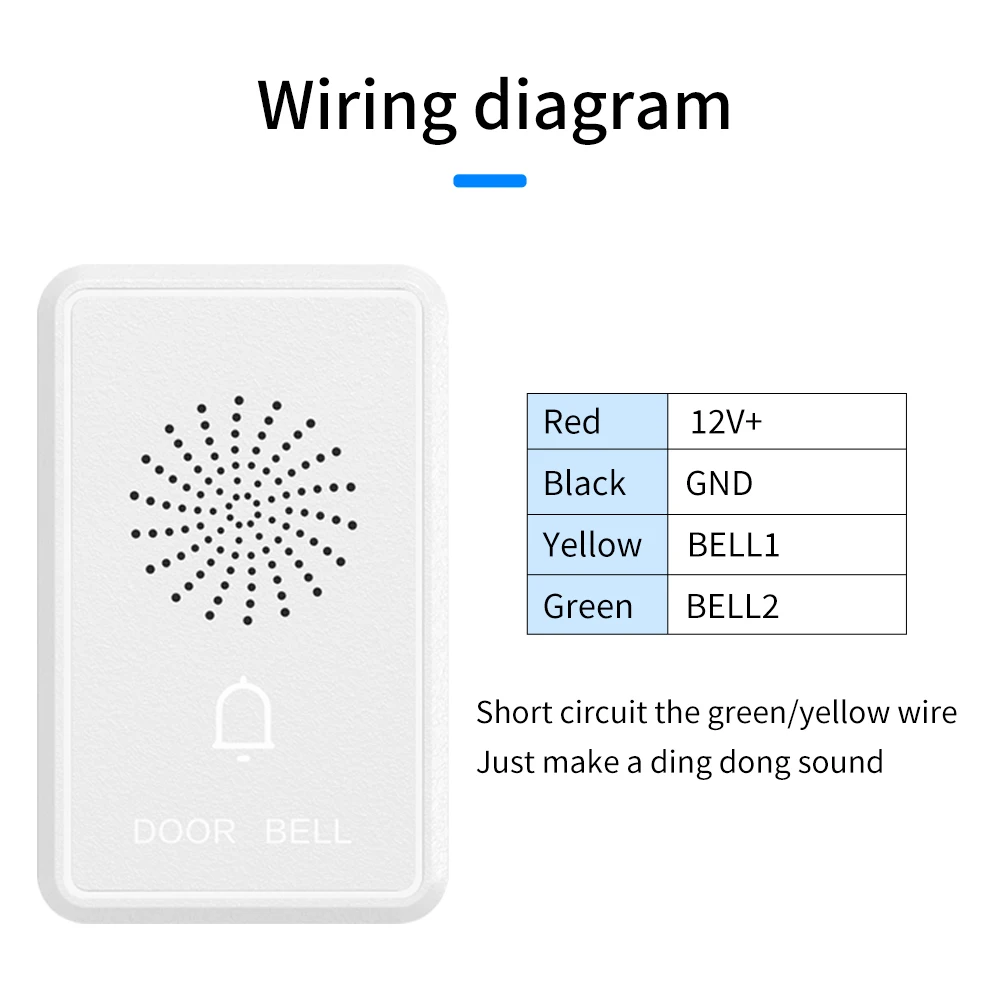 DC12V verkabelte Türklingel, Klingelton für Türzugangskontrollsystem, Hotel-/Apartment-/Hausklingel mit 4 Drähten, keine Batterie erforderlich Image