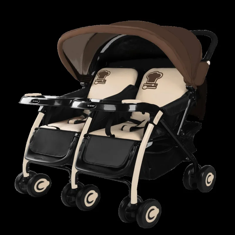 Zwillings-Kinderwagen, leichter, faltbarer Doppel-Kinderwagen, multifunktionaler Kinderwagen, Allrad-Trolley, Kinderwagen für Babywillings