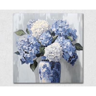 La Casa »Hortensien in Vase« Ölbild handbemalt 80x80 cm auf Leinwand Image