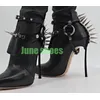 Lady Gladiator Spike Schnalle Riemen Punk Stiefeletten Spitzschuh Pu Schwarz Runway Neu Kommen Herbst Coole Vintage Stiefel Größe 34-46