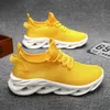 HKDQ Große Größe 48, Herren-Laufschuhe, gelbe Plateau-Sneaker für Herren, atmungsaktives Mesh, leicht, bequem, lässig, Sportschuhe