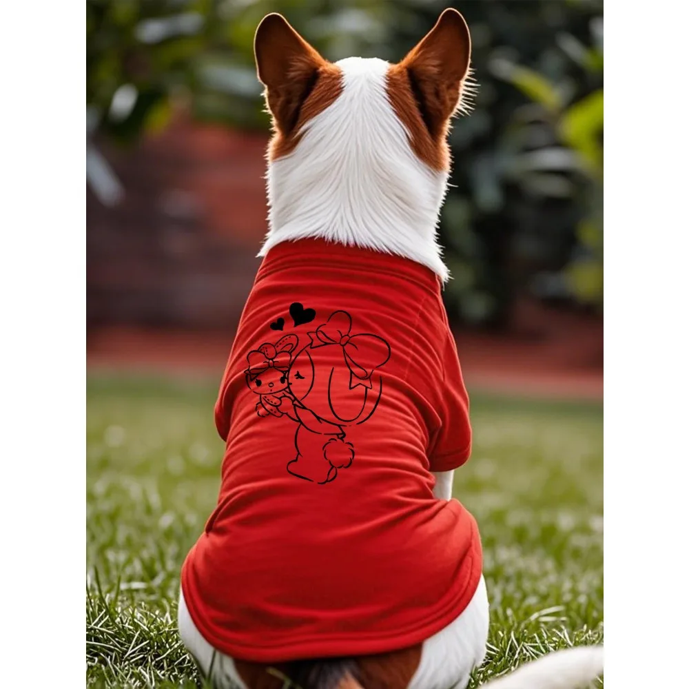 Sanrio Fashion bedrucktes Haustier-T-Shirt aus Fasermaterial, geeignet für die Freizeit im Innen- und Außenbereich, Sonnenschutz-Katzen- und Hundekleidung Image