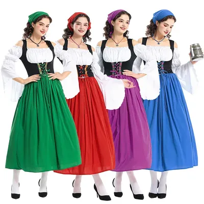2025 Erwachsene Halloween Mittelalter Kostüm Damen Oktoberfest Partykleid Outfits Weiblich 4 Farben Biermädchen Kleid Image