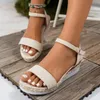Neue Niedrige Sandalen Frau Leder Schuhe Sommer Clogs Keil Atmungsaktive Anzug Weibliche Beige Große Größe Muffins Schuh Niedrigen absätzen mode