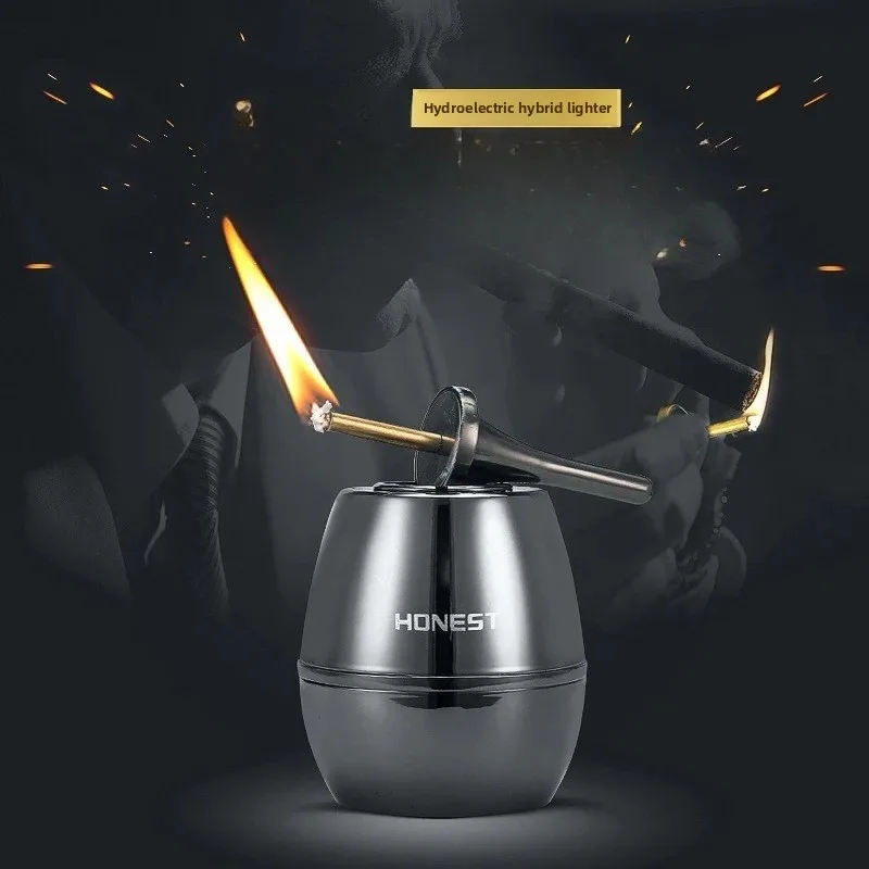 EHRLICHES elektrisches Match-Kerosinfeuerzeug – kreatives Tischdesign aus Metall, Premium-Geschenk für Männer, Vintage-Büro-Desktop-Zubehör Image