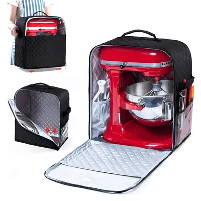 Stand Mixer Cover with Appliance Sliders Base Suit For 4.5~8 Quart KitchenAid Mixers with Pockets for Accessories & Attachments