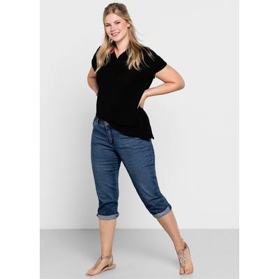 5-Pocket-Jeans SHEEGO, Damen, Gr. 58, Normalgrößen, blau (blau denim), 75% Baumwolle, 24% Polyester, 1% Elasthan, unifarben, 3/4-Länge, Jeans Image