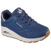 Sneaker SKECHERS "UNO GOLDEN AIR", Damen, Gr. 39, blau (navy), Lederimitat, sportlich, Schuhe, Freizeitschuh, Halbschuh, Schnürschuh mit Metallic-Einsatz