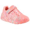 Sneaker SKECHERS "UNO LITE - LOVE LEVITATE", Kinder, Gr. 32, orange (koralle), Lederimitat, casual, Schuhe, Schnürschuh mit bedruckter Sohle, Größenschablone zum Download
